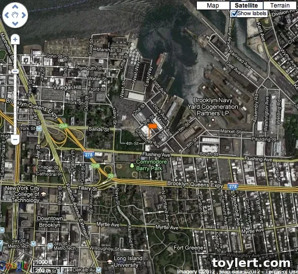 HabitatMap showing a specific area within the Brooklyn Navy Yard
