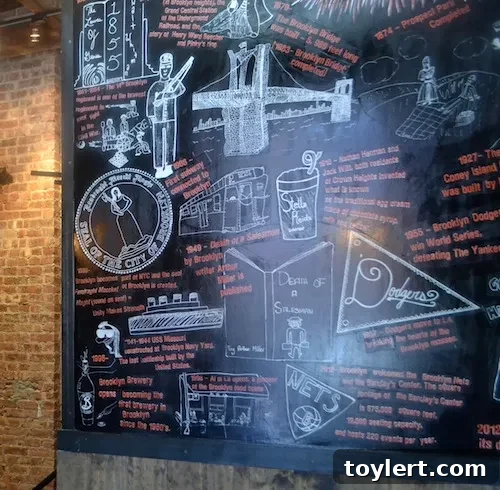 Park Slope Wine Bar Gets a Vibrant Makeover by Young Artists 3 Another perspective of the Brooklyn history mural, showcasing additional sections and artistic details of the collaborative artwork within Terroir Park Slope.