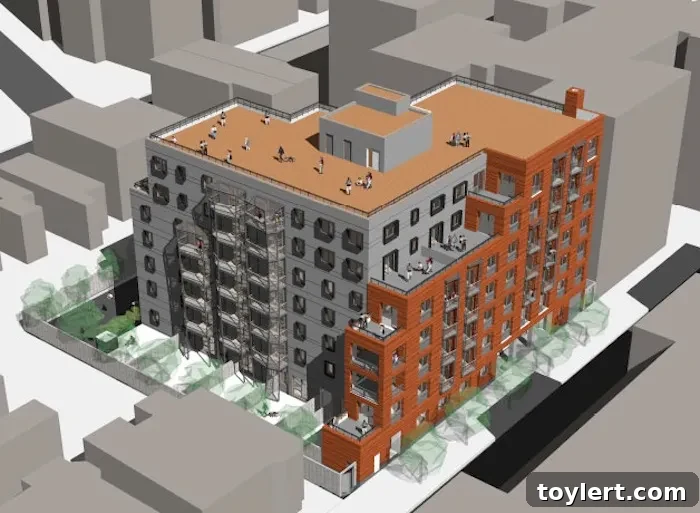 Unlocking 22 Caton Place 2 Construction begins at 22-36 Caton Place in Kensington, Brooklyn, featuring a rendering of the new seven-story, 73-unit rental building.