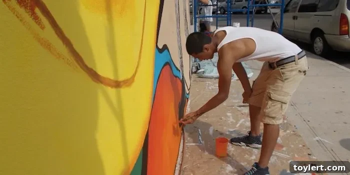 Atlantic Avenue Paints the Town: Community Art Day Tomorrow! 2 Artists and community members collaborating on a vibrant mural under the BQE underpass on Atlantic Avenue, Brooklyn.