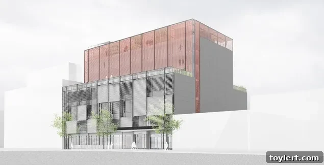 Dumbo's 247 Water Street Poised for Hotel Development 2 Stunning architectural rendering of the proposed hotel at 247 Water Street in Dumbo, showcasing modern design elements within the historic Brooklyn neighborhood.