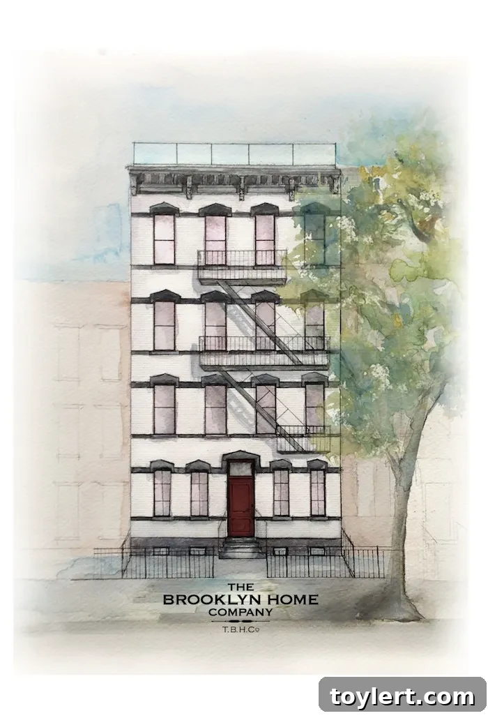 Brownstone Brooklyn's Seven-Project Boom by Brooklyn Home Company 4 77 Douglass Street rendering showing the converted extra-wide townhouse-style condo building.