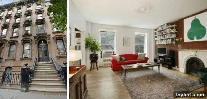 Co-op Highlight: 6 Portland Avenue, Unit 4A 2 Historic brownstone exterior on Portland Avenue, Fort Greene, showcasing its classic architectural charm.