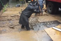 Demolishing Bluestone Sidewalks on Hancock Street, Bed Stuy