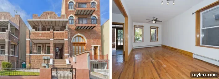 Today's Featured Rental 293 Montgomery Street 2 Exterior view of 293 Montgomery Street, a classic Crown Heights townhouse featuring a spacious 5-bedroom, 2-bath duplex for rent.