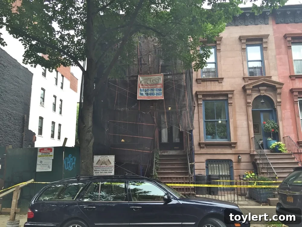 Clinton Hill Brownstone Facade Collapse Sends Worker to Hospital 2 Clinton Hill Construction Accident: Facade Collapse and Scaffolding Incident at 128 Cambridge Place