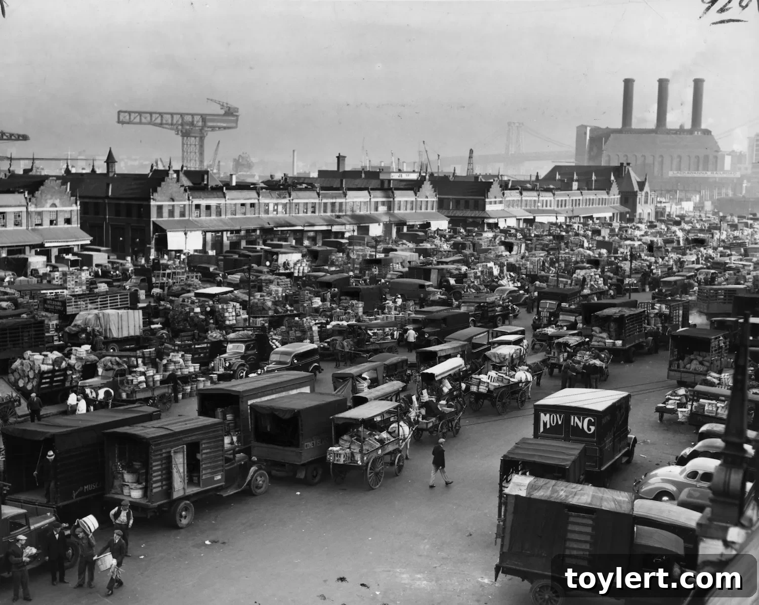 Wallabout A Name Forged by Ships and Stalls 2 Historic Wallabout Market in Brooklyn, 1940, showcasing the vibrant past of the neighborhood.