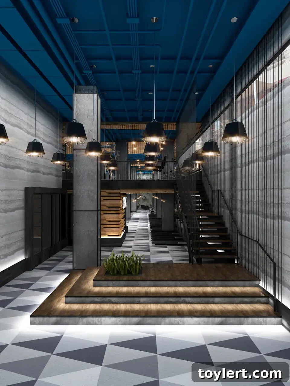 Luxury Brooklyn development, Rheingold Brewery site, Bushwick, 10 Montieth Street, Durukan Design interior rendering, balcony gym, modern industrial