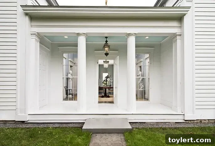 Was a Teacup the Unlikely Muse for This Majestic Hilltop Greek Revival Villa? 2 upstate homes for sale 2705 route 9h kinderhook Greek Revival villa exterior