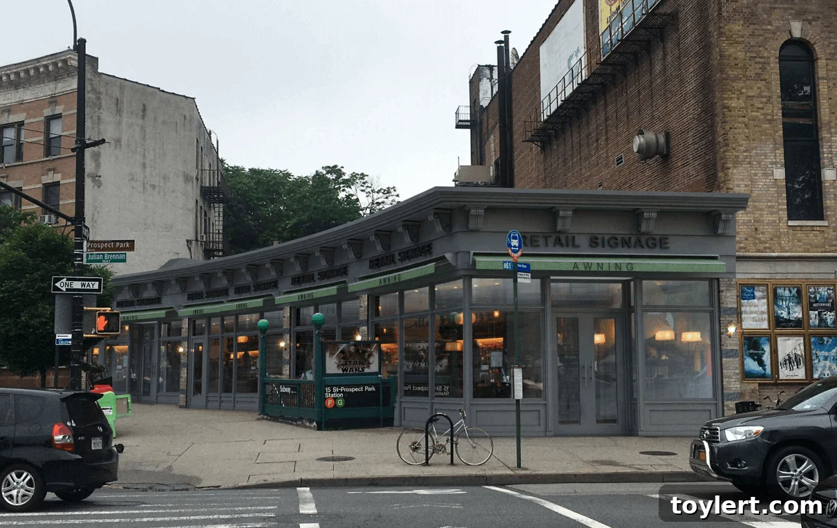 Architectural rendering of 192 Prospect Park West in Park Slope, Brooklyn, showcasing a historic restoration for commercial use adjacent to the former Pavilion Theater, as presented to the NYC Landmarks Preservation Commission.