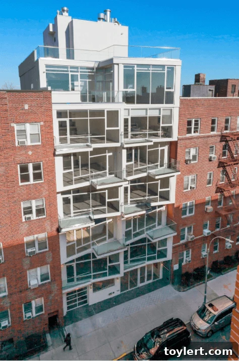 Modern luxury condo building exterior in Sheepshead Bay, Brooklyn