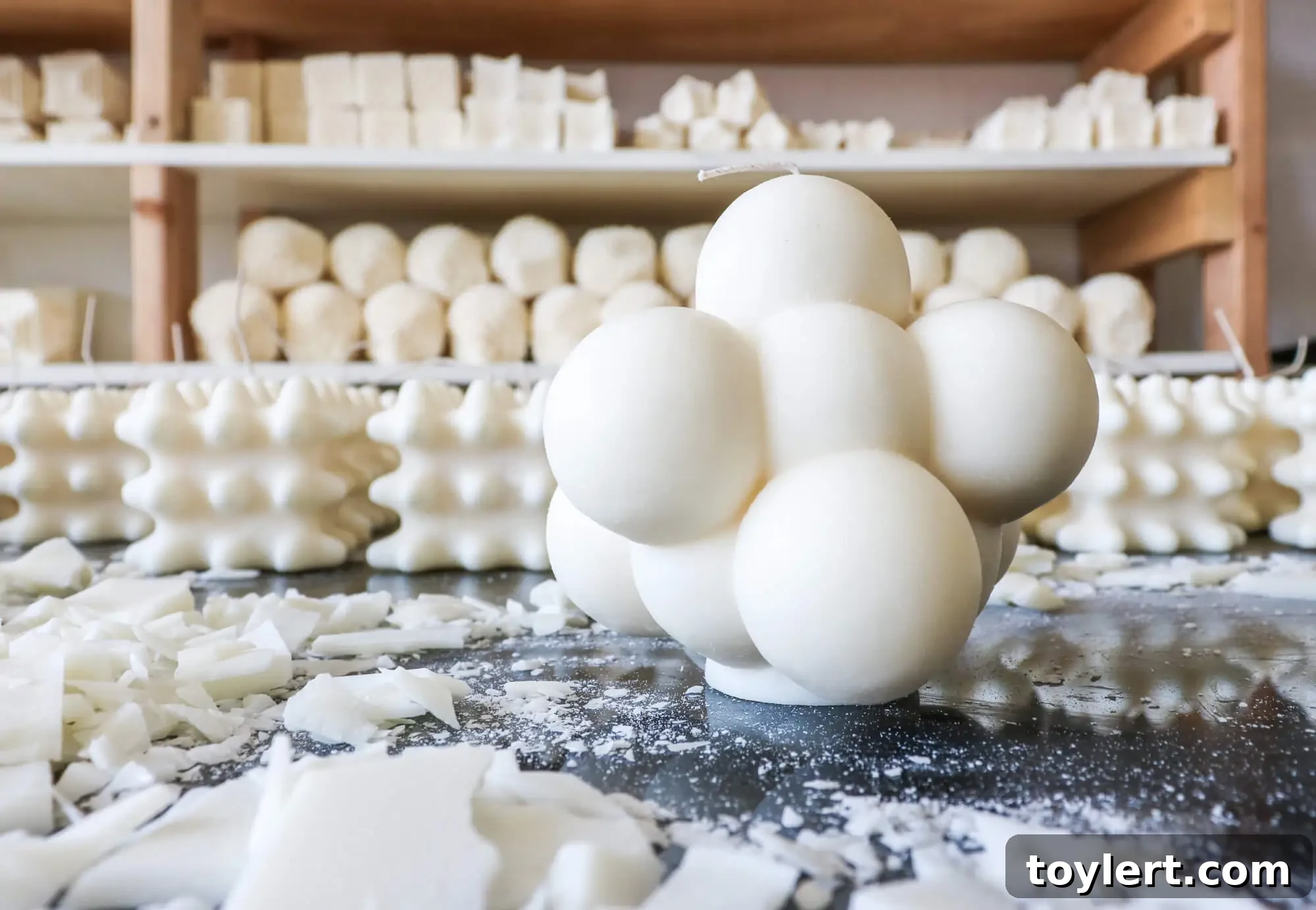 Andrej Urem sculptural candle, Brooklyn design, nature inspired geometry, achromatic art