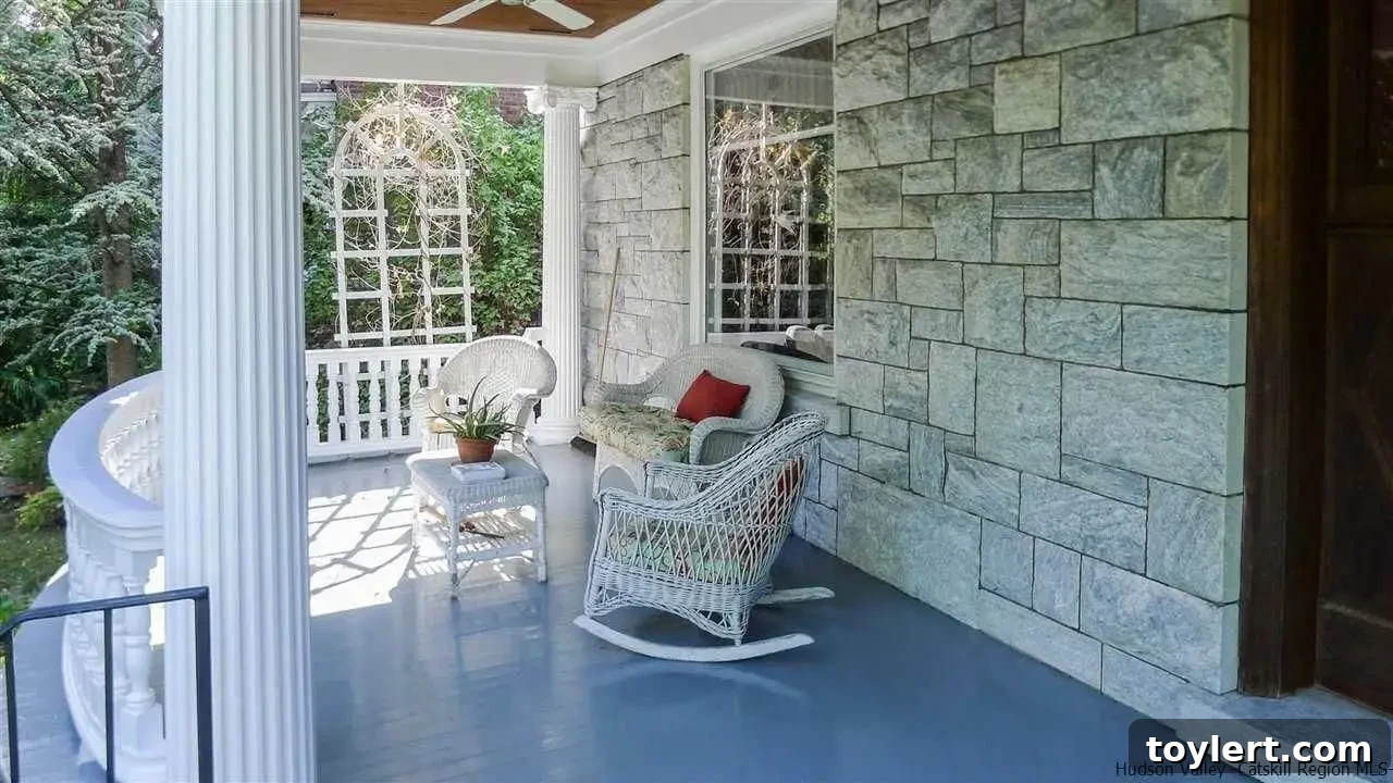 Elegant Colonial Revival facade of 63 West Chestnut Street in Kingston, NY