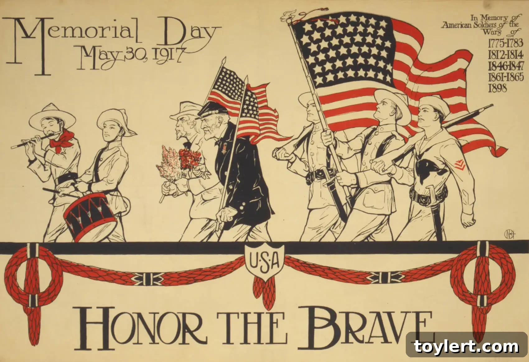 Brooklyn's Memorial Day: Honoring Heroes, Preserving Memory 2 Historical poster depicting Memorial Day remembrance in Brooklyn, illustrating Decoration Day ceremonies after the Civil War with women decorating graves