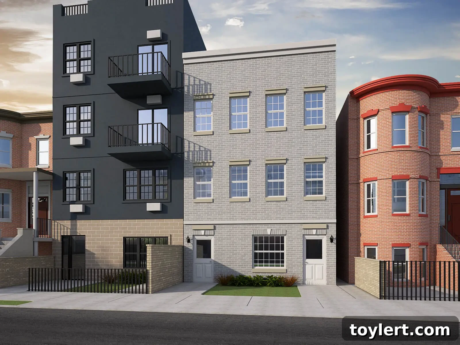 The charming exterior of a newly constructed home at 21 Malta Street, part of the Mother Gaston Hinsdale Homes project, showcasing modern design in East New York, Brooklyn, with clean lines and inviting curb appeal.