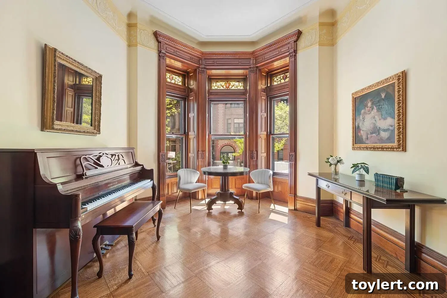 interior of a historic Park Slope brownstone showcasing elaborate details and high ceilings