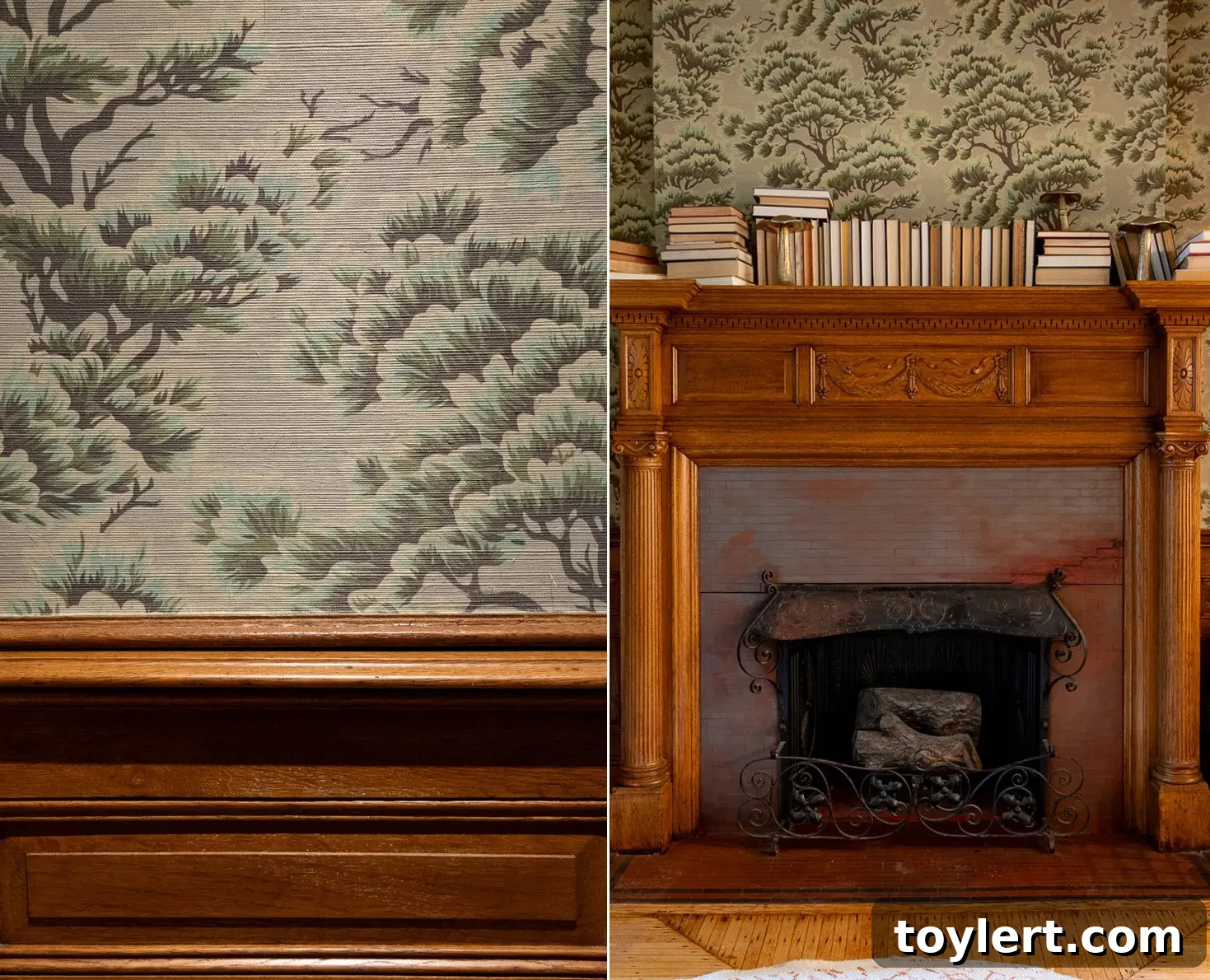Real Simple Home's Grand Vision: A Crown Heights Townhouse Transformed 4 tree wallpaper and a mantel