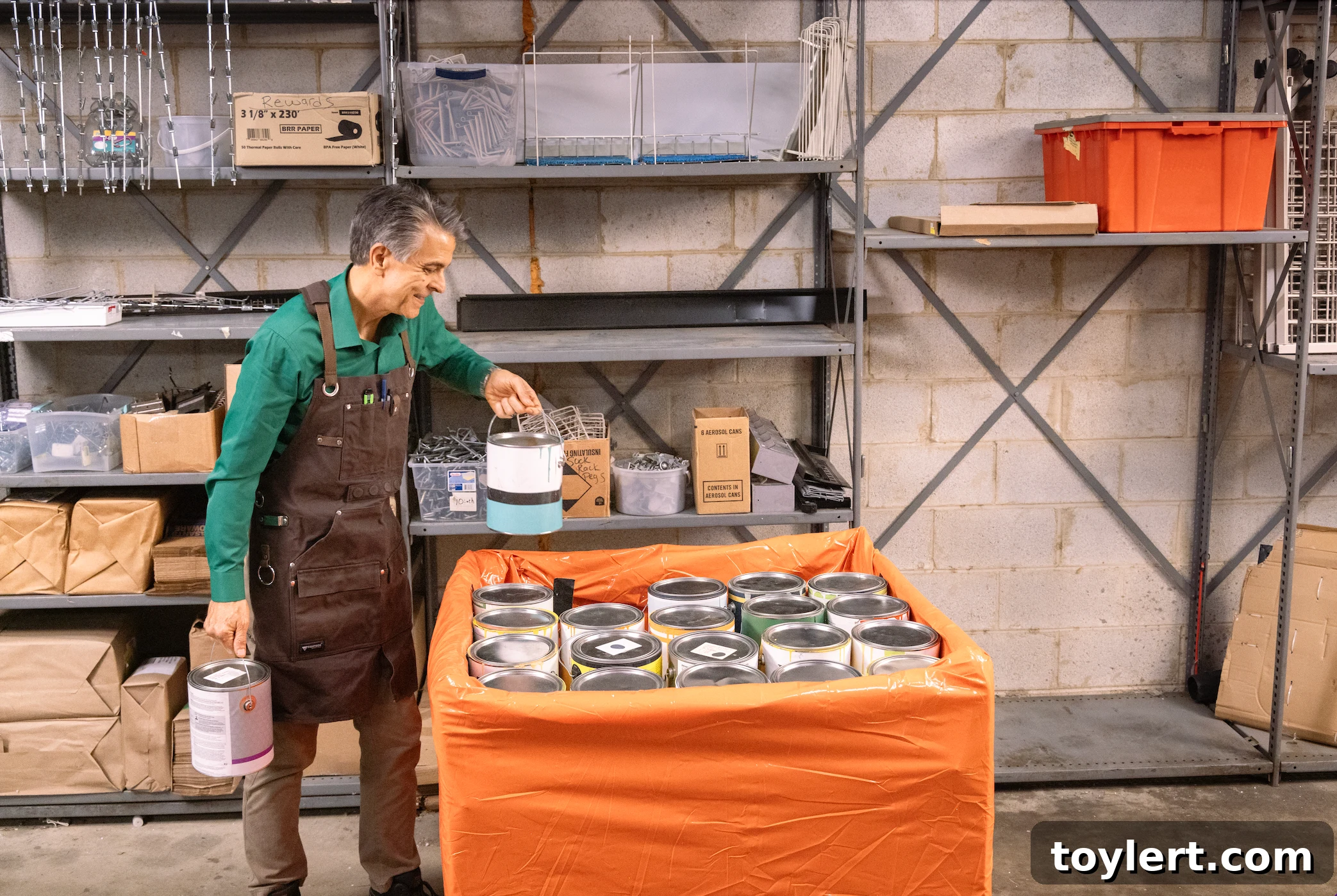 PaintCare Launches Paint Recycling in Brooklyn 2 PaintCare drop-off site showing various paint cans ready for recycling