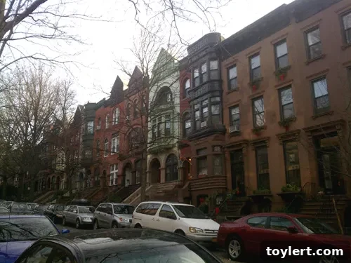 slope mix A vibrant street scene or architectural blend representative of Brooklyn's Park Slope neighborhood, showcasing its unique urban charm and dynamic atmosphere.